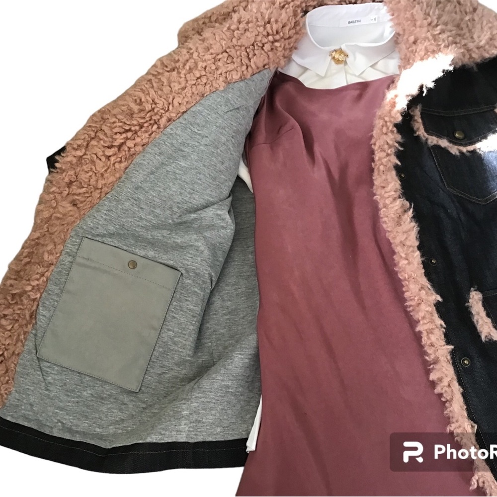 Shearling Denim jacket, BNWT, AVEC LES FILLES jacket, Size M, - Picture 4 of 9